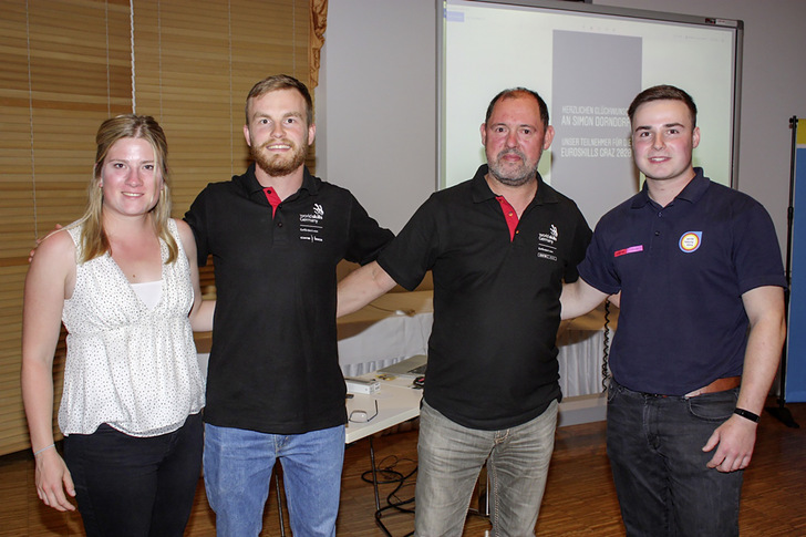 Motivierten alle Teilnehmer (von links): Social-Media-Influencerin Madita Brauer, der Euroskills-Vize-Europameister 2018 Paul Schärschmidt, Weltmeistertrainer André Schnabel und die EuroSkills-Hoffnung für 2021, Simon Donndorf.