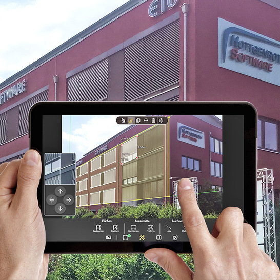 Hottgenroth: Bemessen von Flächen mit automatischer Generierung der Maße in der App Mobiles Aufmaß.