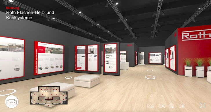 Der virtuelle Messestand beinhaltet Informationen über die Roth Energiesysteme. SHK-Fachhandwerker, können sich digital mit ihrem Roth Ansprechpartner zu einem geführten Rundgang treffen.