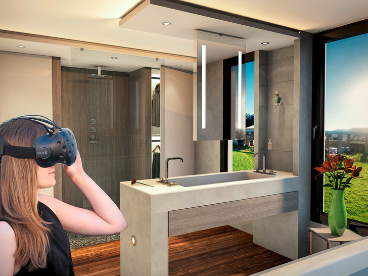 VR macht’s möglich: Kunden können die Badplanung „real“ erleben, so als stünden sie mittendrin. - © Bild: Palette CAD
