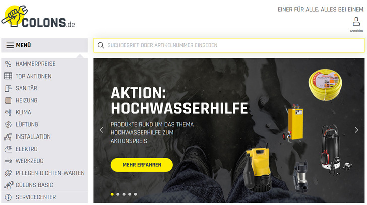 Auf der Startseite des Online-Shops wird der SHK-Handwerker schon auf aktuelle Angebote hingewiesen. Bei den Kunden finden Shop-Layout und Shop-Funktionalitäten viel Zuspruch.