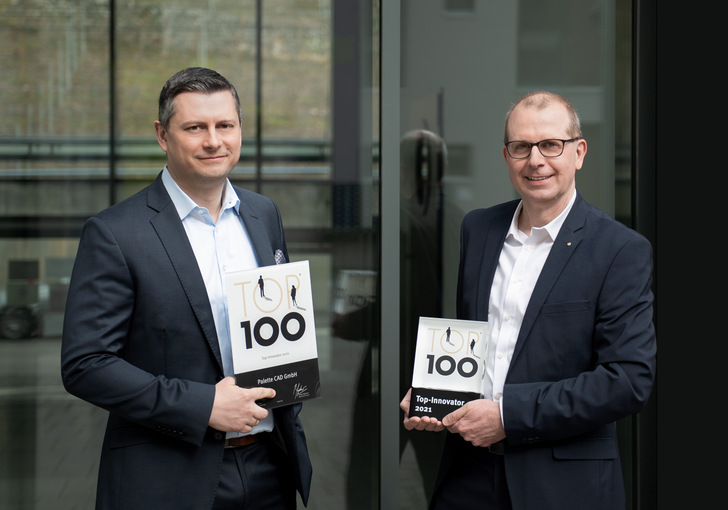 Elvis Grabic, Bereichsleiter Vertrieb (l.) und Dirk Böckstiegel, Head of Business Development (r.) der Palette CAD GmbH
