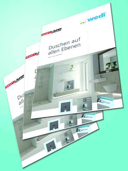 Die neue Broschüre von Sanftläufer Duschsysteme und Wedi informiert darüber, wie bodengleiches Duschen ohne Deckendurchbruch bei Sanierungen möglich wird.
