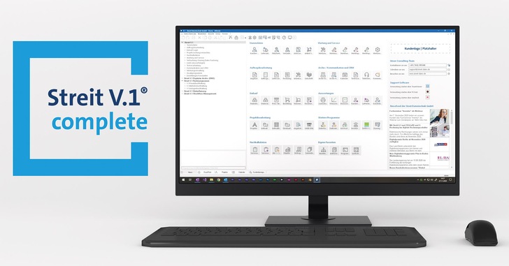 Die „Streit V.1 Complete-Desktop“ umfasst alle Programmbestandteile der bewährten Handwerksoftware zum Pauschalpreis – auch zukünftig verfügbare.