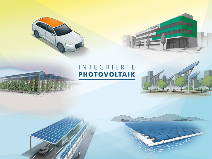 Mit integrierter Photovoltaik lassen sich bereits versiegelte Flächen, beispielsweise über Verkehrswegen,
doppelt nutzen. - © FraunhoferISE
