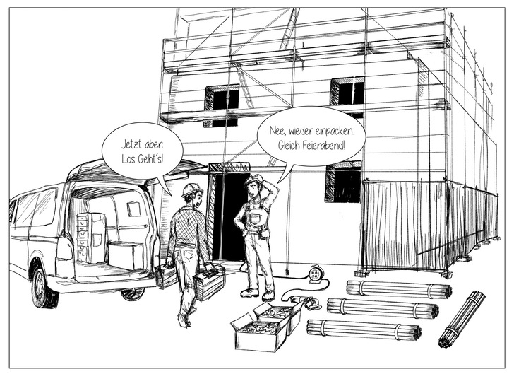 Zwischen Auspacken und Einpacken bleibt kaum Zeit, um noch beim Handel ein paar fehlende Kleinigkeiten zu besorgen  …