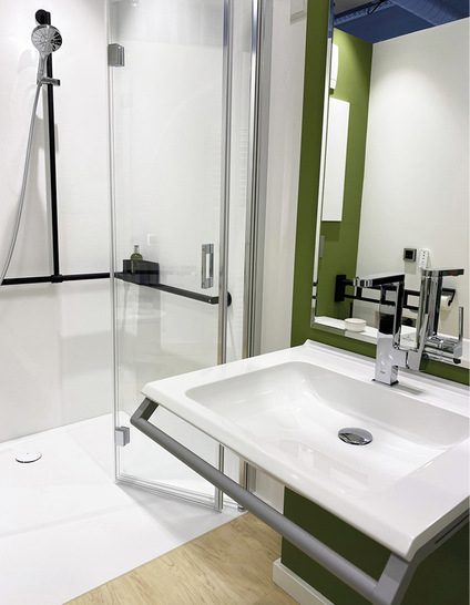 Premiere bei Elements: Der Bauvorschlag für eine Ausstellungskoje auf quadratischem Grundriss (2,3 x 2,3 m) ist bei Großhändler Franz Silberhorn in Friedberg bei Augsburg realisiert.