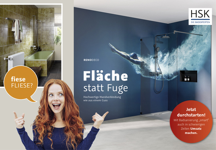 Ein nahezu fugenloses und hygienisch einwandfreies Bad ist mit RenoDeco-Wandverklei﻿dungen einfach und schnell umsetzbar. Das Konzept ist für große Wandflächen wie auch für Teilsanierungen ideal geeignet.