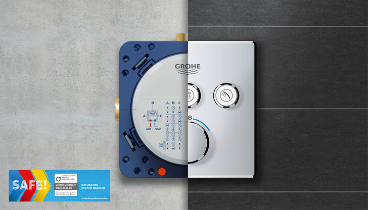 Funktionsebene und Bedientableau: Die Rapido SmartBox macht die variable Abstimmung mit dem Fugenraster möglich. - © Bild: Grohe
