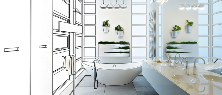 Bäder zwischen hellem Grau, Weiß- und Cremenuancen ­wirken anfangs ästhetisch, aber erinnern auch ein ­wenig an Krankenhaus, sofern nicht ein farbiger Akzent ­hinzukommt.