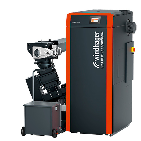 Hier ein optimierter Alt-Text, der die Zielgruppe, den thematischen Fokus und die Barrierefreiheit berücksichtigt: Alt-Text: Modernes Heizsystem von Windhager mit automatischer Brennstoffzufuhr und integriertem Metallbehälter für effiziente Wärmeversorgung in Gebäuden Gernen. Begründung: Der Text benennt Hersteller und Anwendungsbereich (Gebäudetechnik), beschreibt zentrale Komponenten (automatische Zuführung, Metallbehälter) und hebt das relevante Thema Effizienz hervor. Damit ist er für Fachkräfte der SHK-Branche eindeutig verständlich und praxisrelevant. - © Bild: Windhager