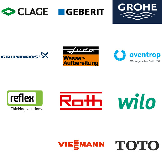 Gerne, hier ist ein optimierter, präziser und themenrelevanter Alt-Text für dein beschriebenes Bild: Alt-Text-Vorschlag: „Übersicht von Herstellerlogos führender Marken der Sanitär-, Heizungs- und Klimatechnik wie GROHE, GEBERIT, WILO und TOTO – stellvertretend für Innovationen und Lösungen in den Bereichen Installationstechnik, Wasseraufbereitung sowie Trinkwasserhygiene.“ Begründung: Der Text benennt die Branche (SHK), die thematischen Schwerpunkte (Installationstechnik, Wasseraufbereitung etc.), einige prominente Marken als Beispiele sowie den Bezug zu Innovationen/Lösungen – genau auf die Zielgruppe zugeschnitten.