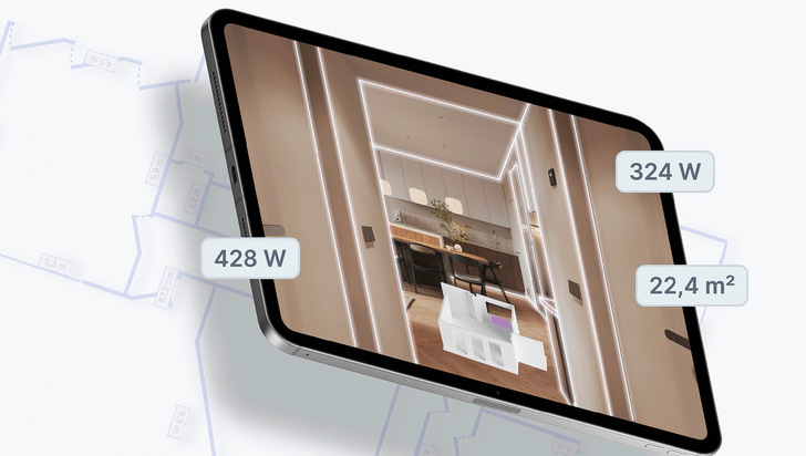 Die Erfassung erfolgt per „iPad Pro“ oder „iPhone Pro“. Der Anwender stellt sich dabei im Raum auf und erfasst Wand-, Decken- und Bodenflächen mit einer einfachen Bewegung. Das 3D-Modell des Raums wird direkt in die Software übertragen.