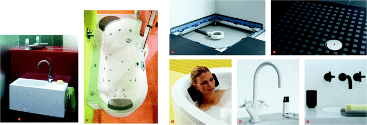 1 Aus einem einteiligen, weiß glasierten Stahlkörper ist das Alape Waschbecken Fusion.S gefertigt2 Die Badewannen-/Duschkombi­na­tion Twinline von Artweger ist nun auch als Whirlwanne erhältlich3 Die bodengleiche Duschfläche ­ Floor von Bette jetzt noch flacher im Einbau4 Optimierte „Antirutsch“-Fläche nach Bewertungsgruppe R10 für Bette-Wannen5 Magnete im Inneren des Wannenkissens Relax sorgen für den ­passenden Sitz6 Neue Verkaufsimpulse für den ­Klassiker Tara von Dornbracht: neues Design und neue Ober­flächen (hier White Edition)7 Die klaren Farben Schwarz und Weiß sollen zum architektonischen, zeitlos modernen Charakter der Tara passen