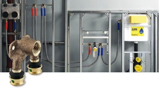 1 Reihen- (im Bild) und Ringleitungen in der Trinkwasserinstallation beugen durch einen regelmäßigen Wasseraustausch Hygienerisiken durch Stagnation vor. Unter bestimmten Nutzungsbedingungen sind weitere Maßnahmen erforderlich.