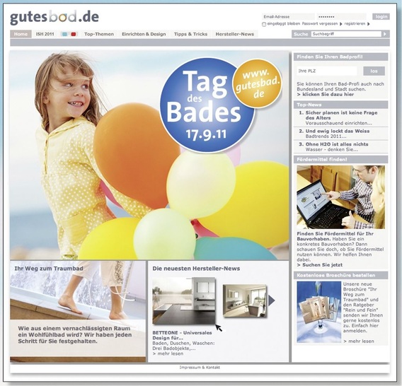 2011 wird das Internet zu einem wichtigen Vermarktungsinstrument beim Tag des Bades. Google-Werbung gehört ebenso dazu wie die Pro­fessiona­­li­sie­rung von www. gutesbad.de. - © Vereinigung Deutsche Sanitärwirtschaft
