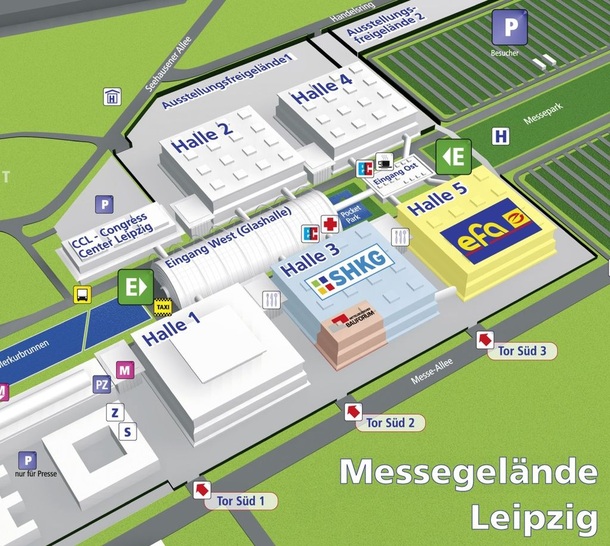 Parallel zur SHKG und dem Mitteldeutschen Bauforum in Halle 3 findet in Halle 5 die Elektrofachmesse efa statt.
