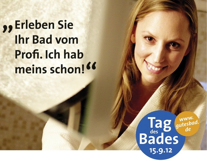 Mitmach-Argument für Fachhandwerker: Mit dem ebenso zentralen wie authentischen Aktionsmotiv wird der „Tag des Bades“ für die Betriebe zugleich zu einem „Tag der Komplettbad-Kompetenz“.