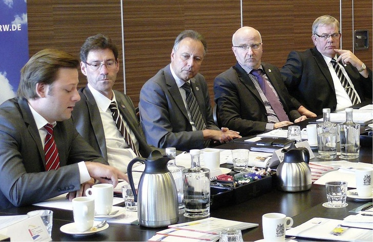 Hatten einiges zu berichten: BDH-Pressesprecher Frederic Leers, Hauptgeschäftsführer Hans-Peter Sproten, Landesinnungsmeister Hans-Joachim Hering, Alfred Jansenberger (stv. GF) und Norbert Borgmann (stv. LIM).