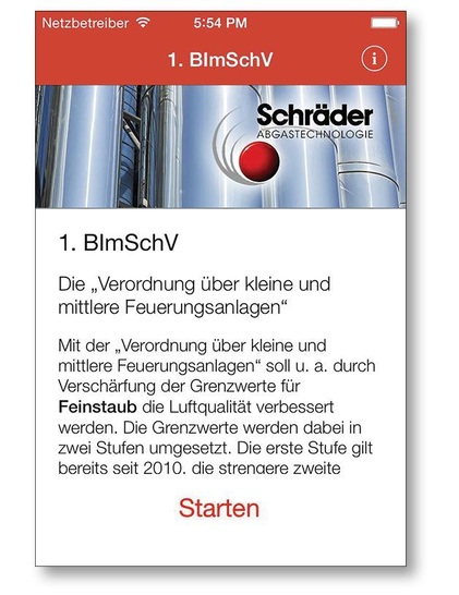 Mit der App von Schräder kann man sich schnell und einfach eine Übersicht zu den Fein-staubgrenzwerten verschaffen. - © Schräder Abgastechnologie, Kamen
