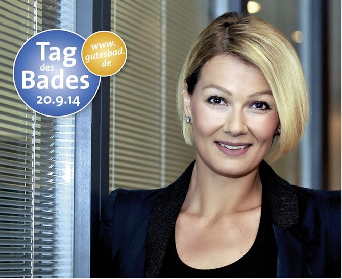 Franziska van Almsick macht sich für die VDS-Aktion „Tag des Bades“ stark. - © Ellen Klose Presse-Service / VDS
