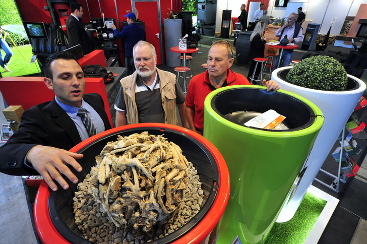 Interessierte Messebesucher der GETEC 2014 zum Thema “Heizen mit Biomasse“.