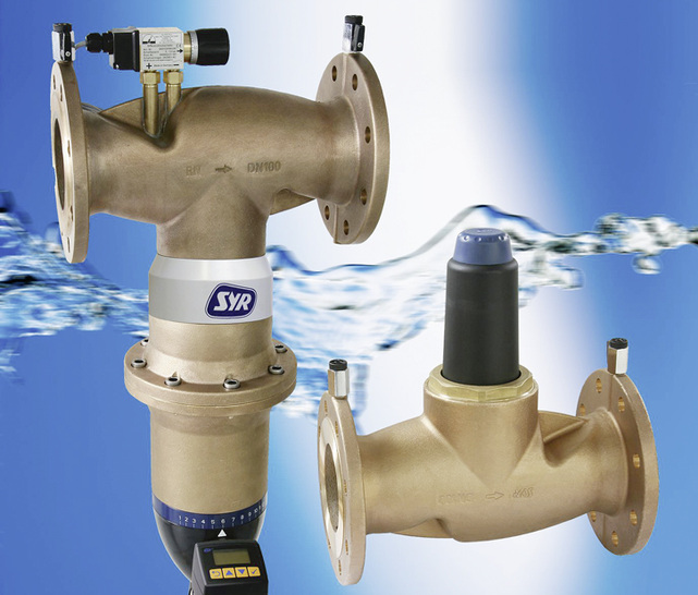 
Sicherheit für industrielle und gewerbliche Anlagen bieten der rückspülbare Flanschfilter 6380 (links) und der Flanschdruckminderer 6247 von Syr.
