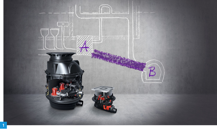 
Die neue Alternative zu Hebeanlagen bei Gefälle zum Kanal: Hybrid-Hebeanlagen nutzen den direkten Weg.
