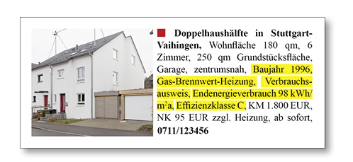 



Die Übergangsfrist läuft aus: Ab dem 1. Mai können Behörden Bußgelder verhängen, wenn die Energiekennwerte in Immobilienanzeigen fehlen. 
