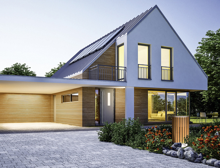 
Was hier im Vorgarten steht, ist kein beleuchteter Papierkorb, sondern zumindest dem Namen nach eher Kunst am Bau, nämlich das Außengerät der Artstyle Wärmepumpe von Remko.
