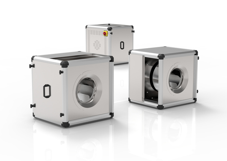 Die Abluftboxen EC-Unobox-ME von Rosenberg gibt es in sechs Baugrößen.