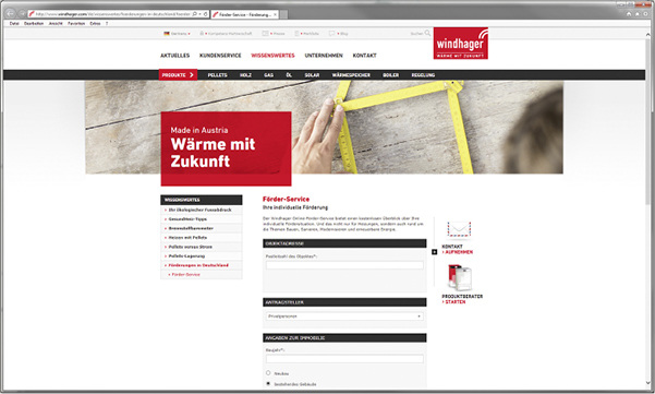 
Mit dem Online-Förder-Service bietet Windhager einen Wegweiser durch den deutschen Förderdschungel.



