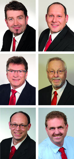Die neuen Mitarbeiter im Windhager-Außendienst von links oben nach rechts unten: Uwe Täuber, Markus Heilen, Frank Weinhold, Axel Hohmann sowie Claus Dierberger und Arnold Foitzik.
