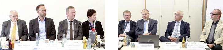 

Es diskutierten bei der VSHK-Fachtagung (v. l.): Harald Fonfara (Kermi), Heiko Hanke (Purmo), Bernd Schmidt (Sanha), Dr. Beate Heisterkamp (Materials Consulting), Ulrich Stahl (Bundesverband Flächenheizung), Lutz Krischausky (Wolf), Hans-Peter Jungmann (Brötje) und Dr. Hans-Michael Dimanski.

