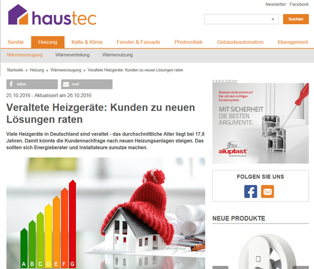 Auf haustec.de bietet der Genter Verlag umfangreiche Informationen über Gebäudetechnik. - © haustec.de
