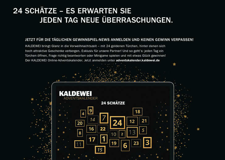 Vom 1. bis zum 24. Dezember haben Mitarbeiter von Partnerunternehmen mit dem Online-Adventskalender von Kaldewei die Chance auf Geschenke.