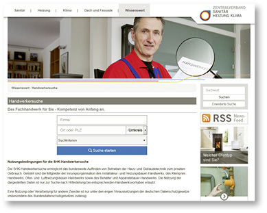 
Im Verbraucherportal 

www.wasserwaermeluft.de

nutzen Verbraucher auch die Handwerkersuche – stimmt Ihr Eintrag? 
