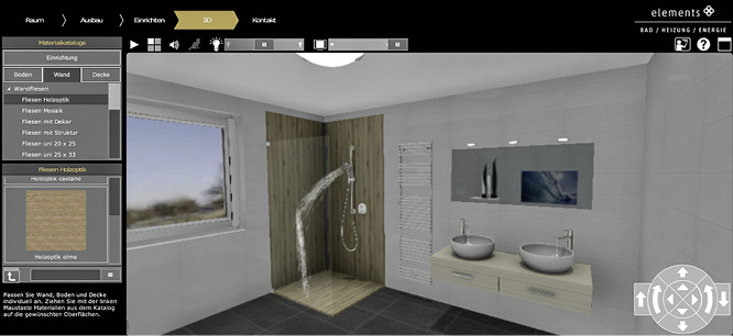 
Mit dem Badplaner von Elements können Endkunden ihr Bad vorplanen.



