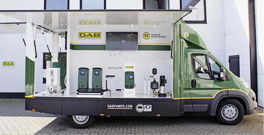 <p>
Im D-Truck sind die wichtigsten Produktreihen des DAB-Pumpen-Sortiments ausgestellt.
</p>

<p>
</p> - © DAB

