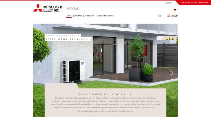 Screenshot Ecodan-Website