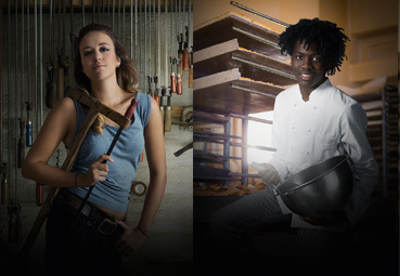 Wiebke Heinzen, Tischlerin/Schreinerin, Auszubildende - David Kunkel, Konditor, Auszubildender