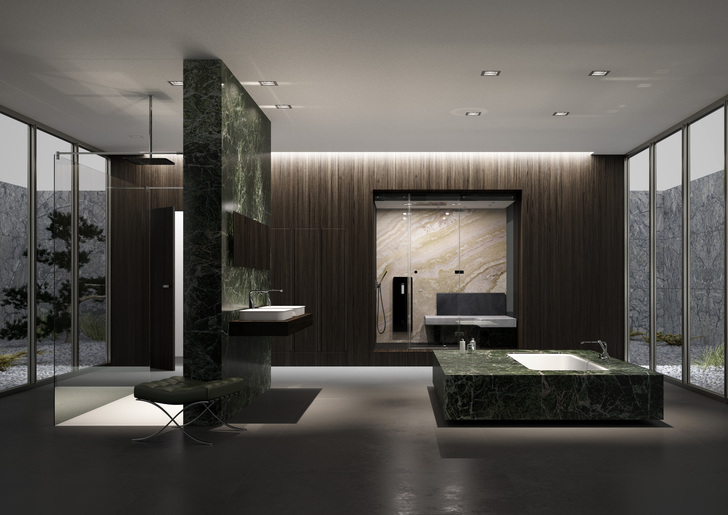 Badplanung à la Mies van der Rohe unter heutigen technischen und materiellen Gegebenheiten.