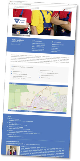 



Webvisitenkarten für SHK-Innungsbetriebe liefern Endkunden kompakte Informationen und sorgen für die Sichtbarkeit der Fachbetriebe im Internet. 
