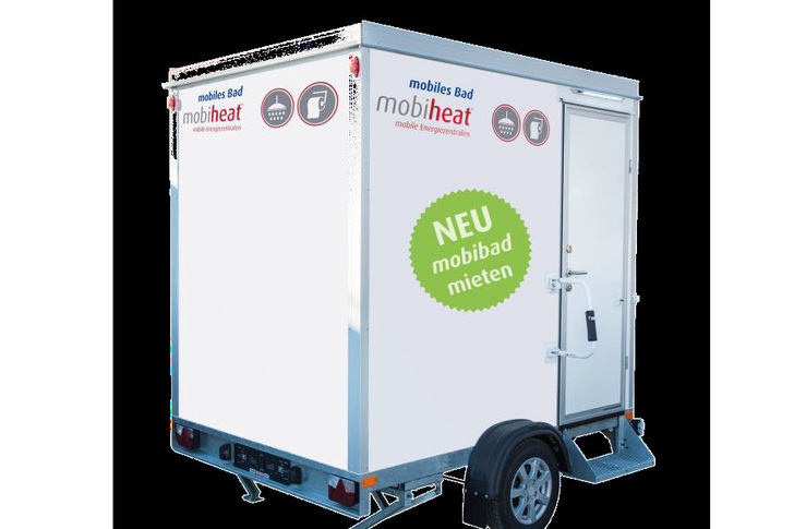 Der mobile Sanitäranhänger mobibad lässt sich schnell und einfach dort plazieren, wo ihn Ihr Kunde benötigt. - © mobiheat
