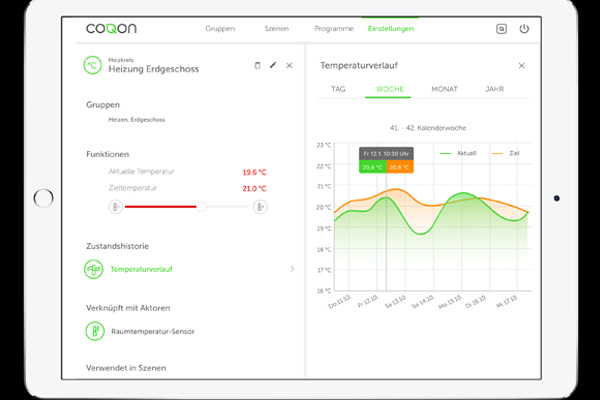 ISH 2019: Smart-Home-Anbieter Coqon und Heizungsspezialist Brötje starten Kooperation. Software-Funktionen wie Temperaturverläufe, zielgerichtetes Heizen und Kühlen und raumweise Regelung erhöhen die Energieeffizienz.