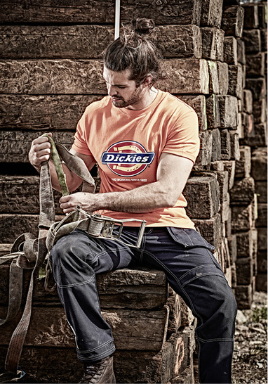 
T-Shirt Dennison in Orange mit dem Hufeisen-Logo von Dickies



