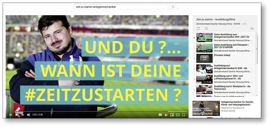 
Nachwuchswerbung: Die Kurzfilme veranschaulichen, wie der Alltag für den Anlagenmechaniker SHK aussieht. 



