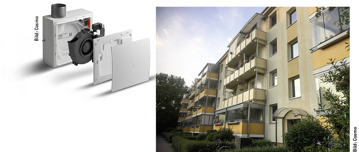 
Cosmo-Lüftungsgeräte vom Typ EL mit EC-Technik sorgen in Berlin-Treptow für frische Luft in den innen liegenden Bädern.
