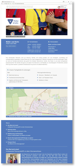 
Webvisitenkarten für SHK-Innungsbetriebe liefern Endkunden kompakte Informationen und sorgen für die Sichtbarkeit der Fachbetriebe im Internet. 



