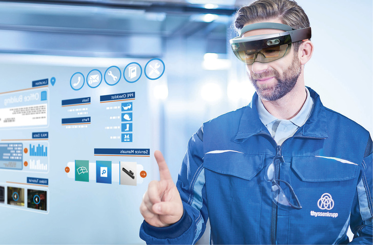 <p>
Auch die Augmented Reality, die zusätzlich zur realen Umgebung digitale Informationen einblendet, gehört zum E-Learning und wird den Trend zum digitalen Lernen verstärken.
</p>

<p>
</p> - © Thyssenkrupp

